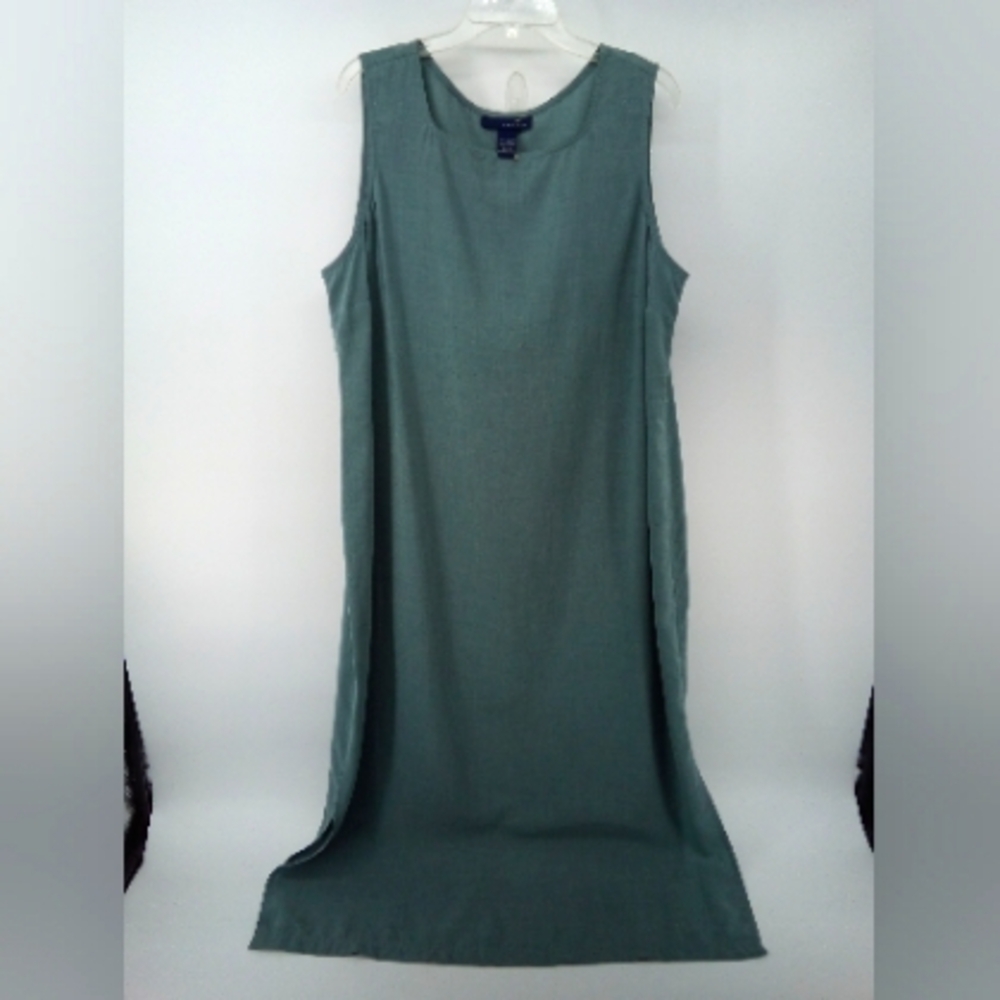 Vintage Venezia 100% Tencel Green Dress Pull Over Made in Korea 18 / 20 Plus